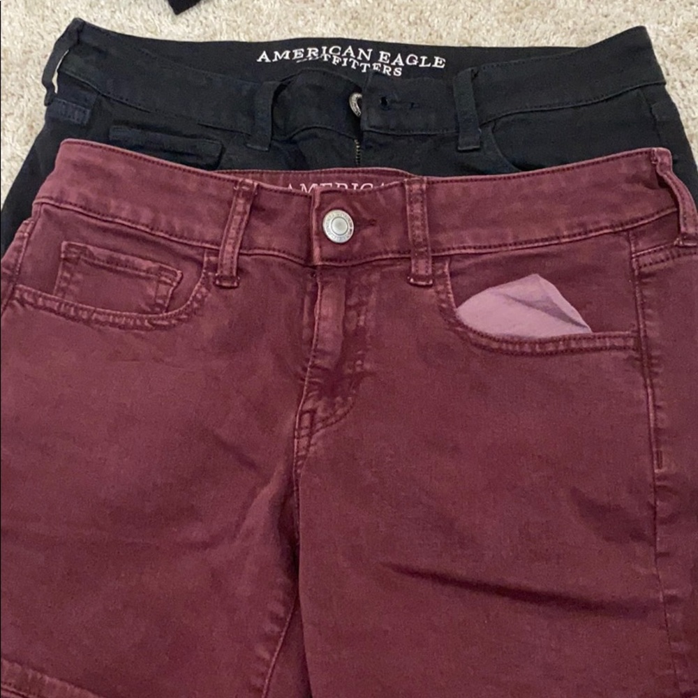 American eagle black and burgundy jeanshort bundle